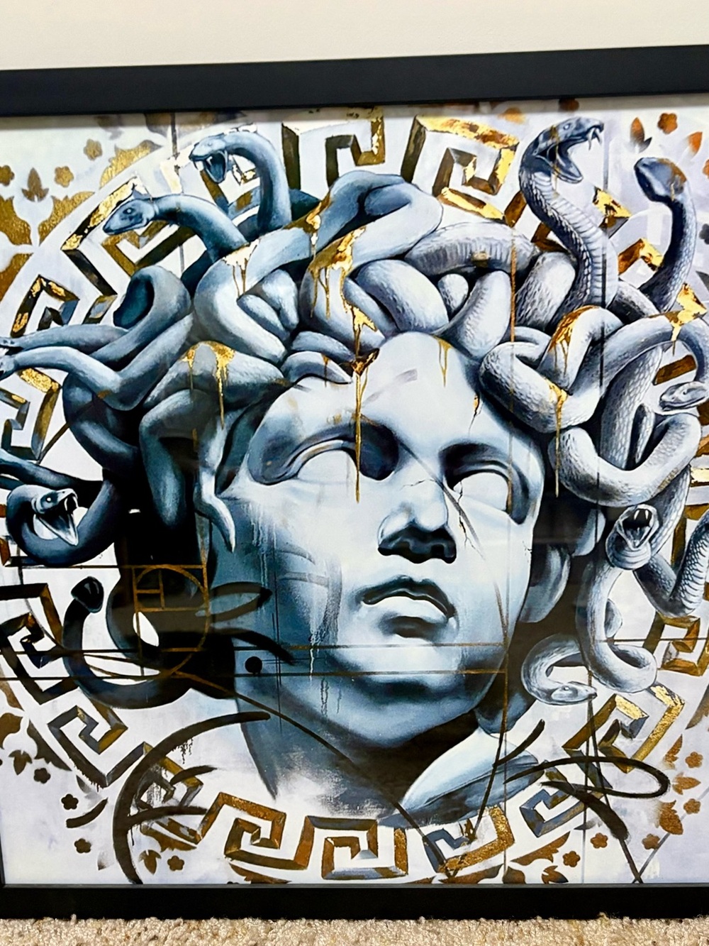 Rare 18x18 Versace-Inspired Medusa Framed Print
